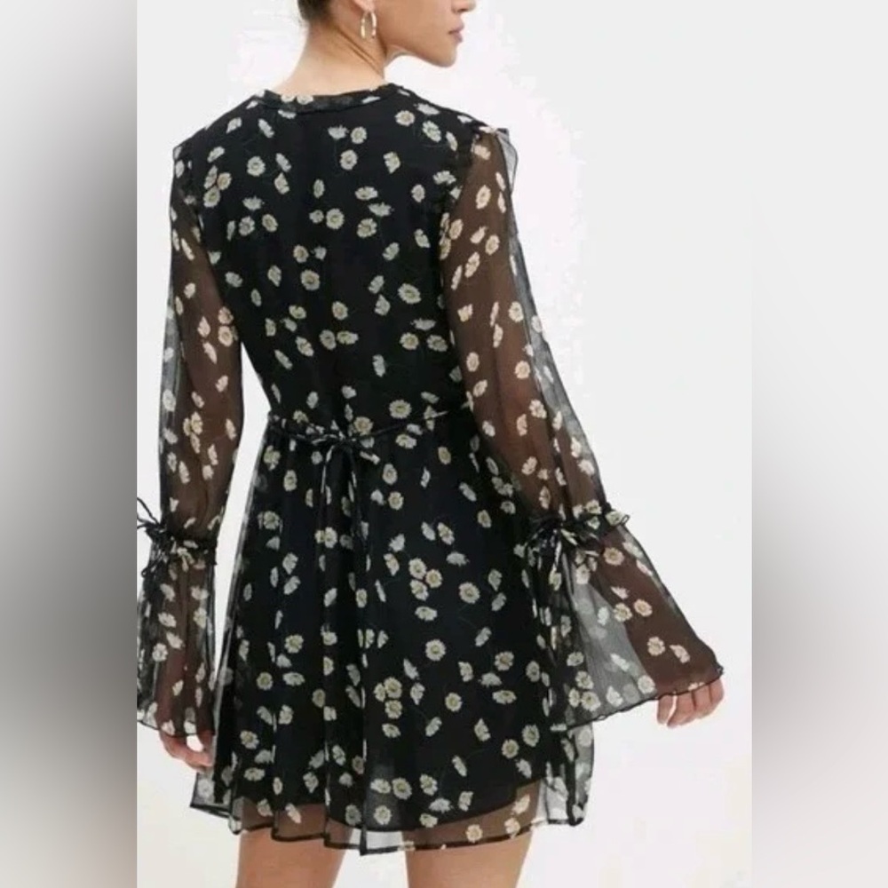 THE KOOPLES Black Daisy Floral Print Silk Cocktail Dress NWT 3 Large $595 - Picture 10 of 10